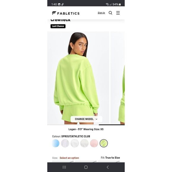 New 2X Fabletics Sprout Athletic Club Lightweight Go To Cropped Crewneck Shirt - Picture 3 of 9